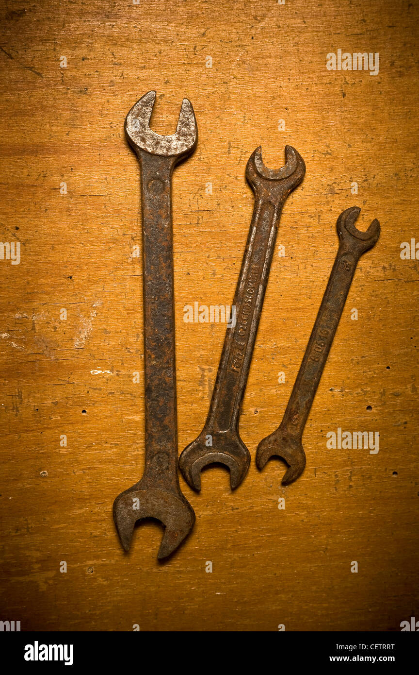 Old rusty clés plates Banque D'Images