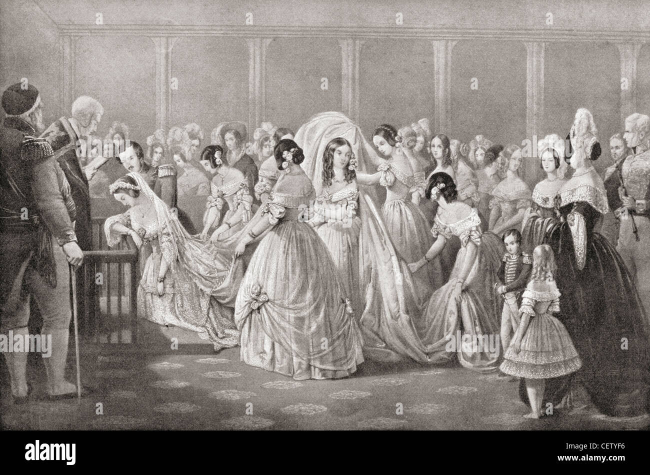 Le mariage de la reine Victoria et le Prince Albert en 1840. Du Strand Magazine publié en 1897. Banque D'Images