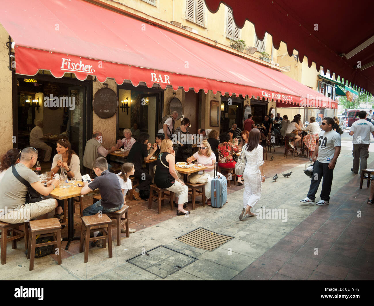 Restaurant dans la vieille ville, Nice, Côte d'Azur, France Banque D'Images