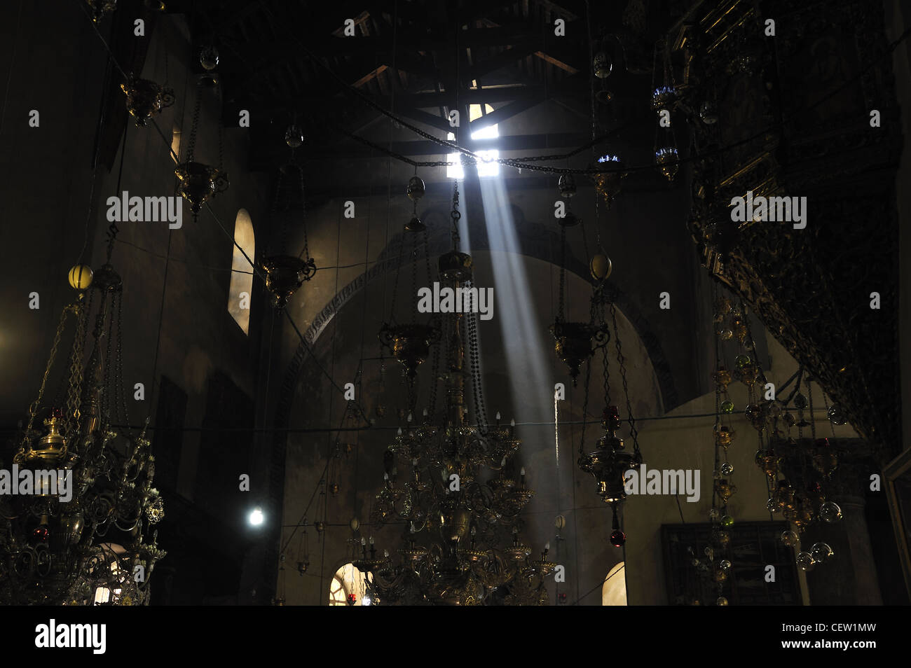 La lumière d'une fenêtre dans l'église de la Nativité, Bethléem Banque D'Images