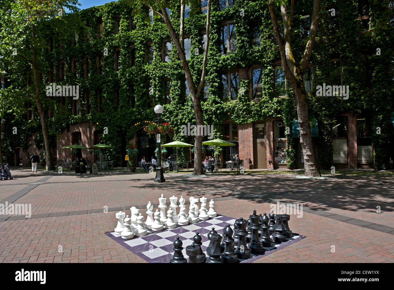 Rue géant d'échecs. Parc des pionniers. Seattle. USA Banque D'Images