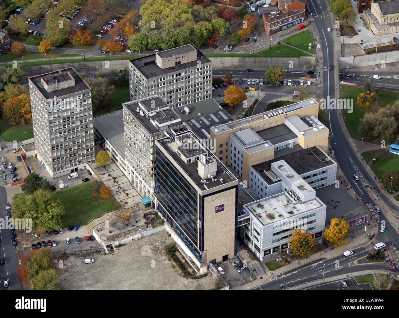 Image aérienne du campus de la ville, Université Leeds Beckett Banque D'Images