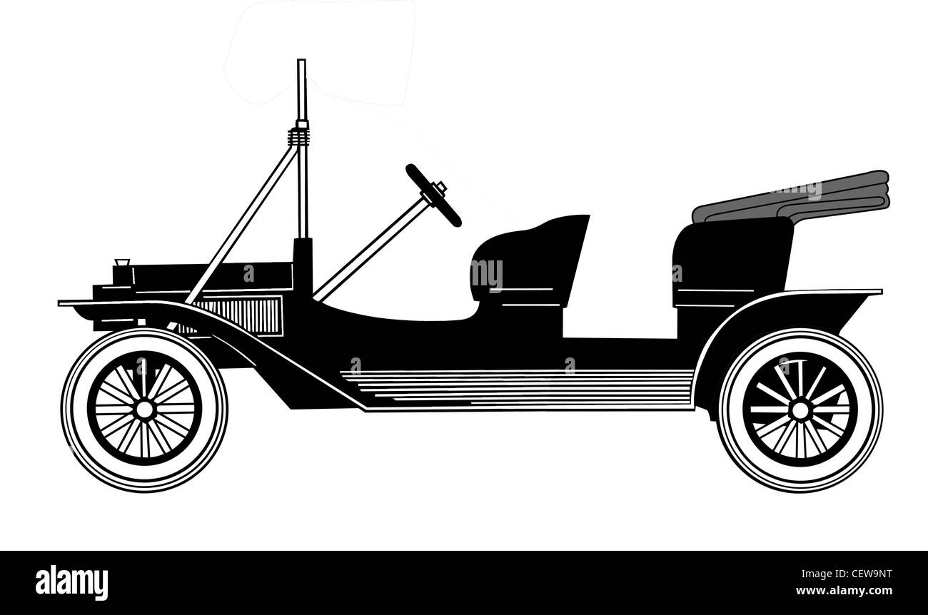 Voiture rétro silhouette vecteur sur fond blanc Banque D'Images