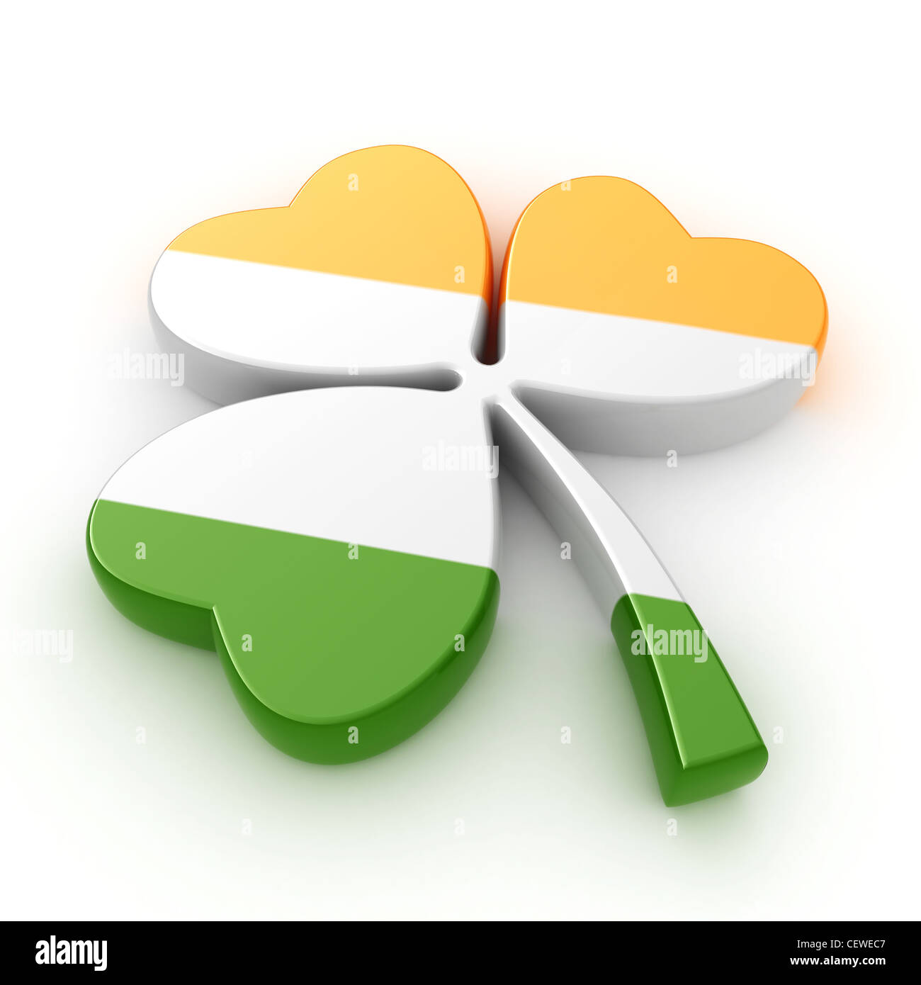 3D Illustration d'un trèfle avec un dessin du drapeau irlandais Banque D'Images