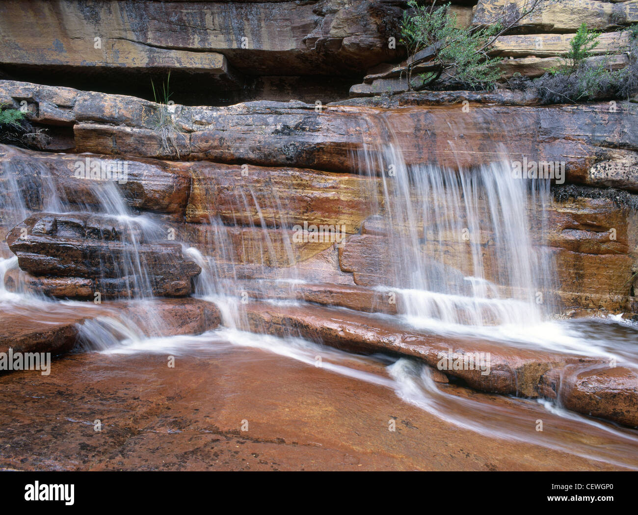 Sur la cascade de Moora Moora Creek dans le Parc National des Grampians Victoria Australie Banque D'Images