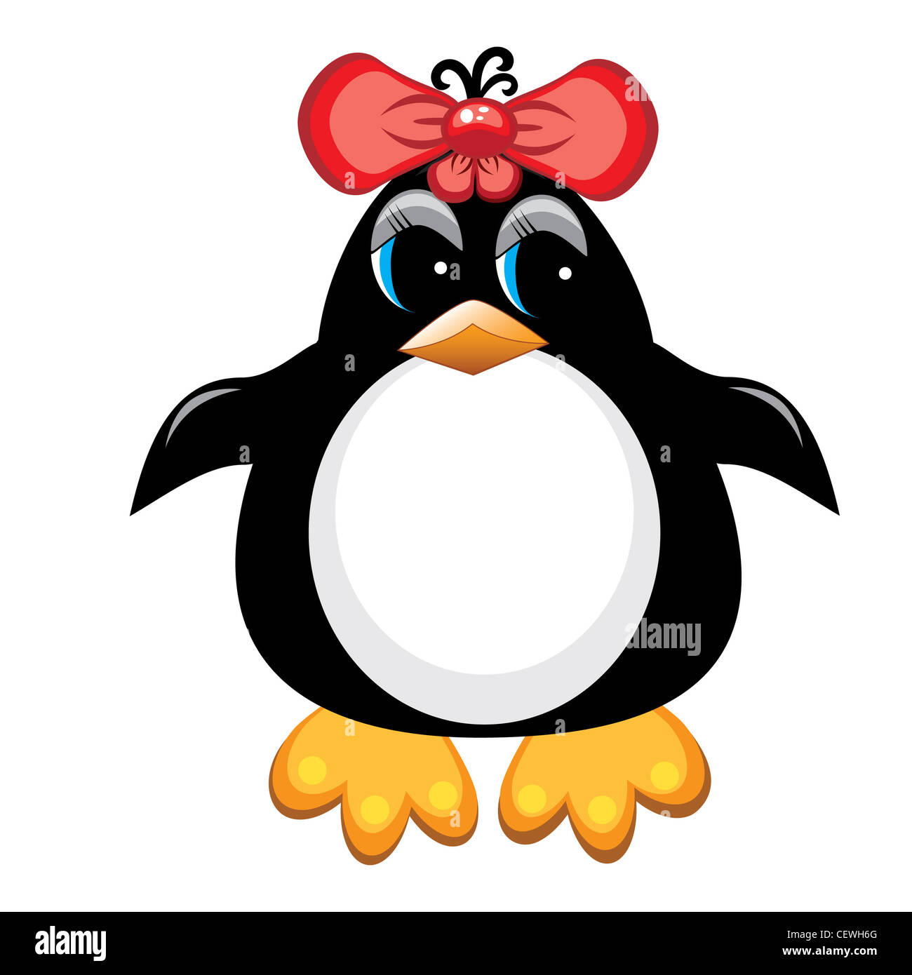 Penguin cartoon oiseau. Jeune fille. Illustration on white Banque D'Images