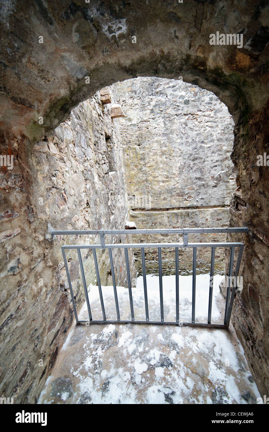 La porte d'entrée d'une fosse dans un vieux château Banque D'Images