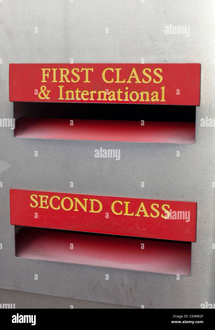 International de première classe et de deuxième classe et les boîtes d'imputation de près. Banque D'Images