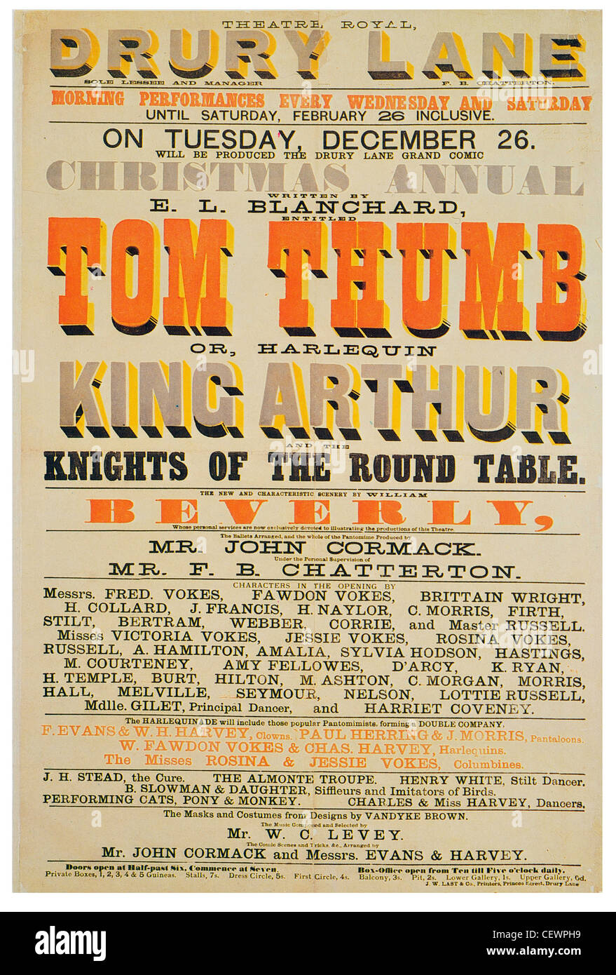 1871 Tom Pouce ou Arlequins Le Roi Arthur au Théâtre de Drury Lane Banque D'Images