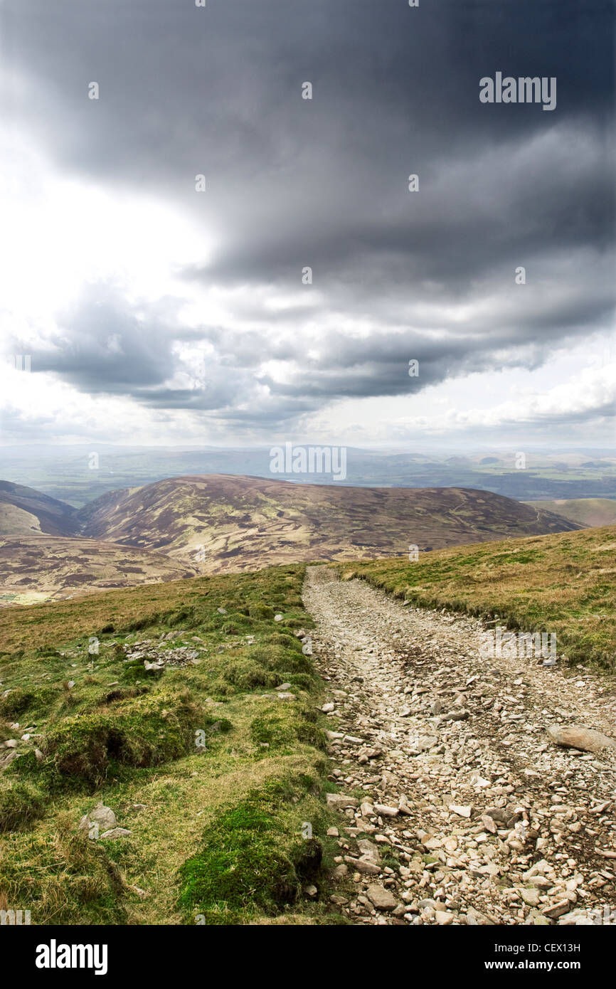 Une piste menant à l'établissement The Queensberry Estate dans le cœur de la belle campagne Nithsdale. Banque D'Images