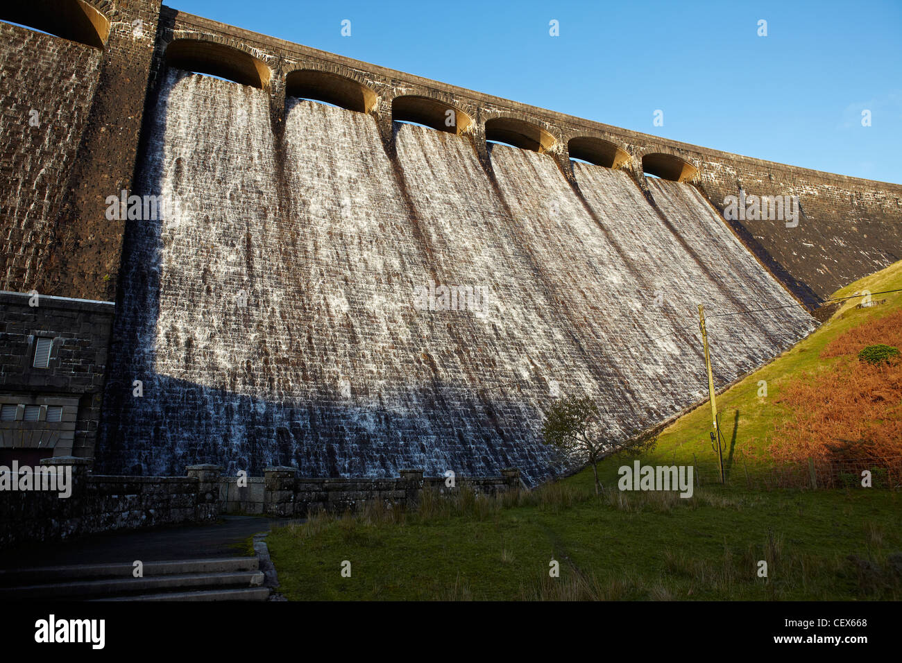 Claerwen Barrage, Elan Valley, Pays de Galles, Royaume-Uni Banque D'Images