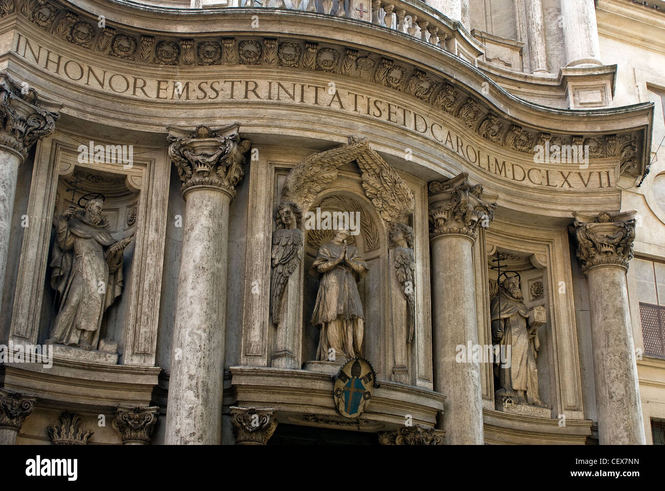 San Carlo alle Quattro Fontane, vaut mieux savoir que l'église San Carlino, Détail de façade, Rome, Latium, Italie Banque D'Images