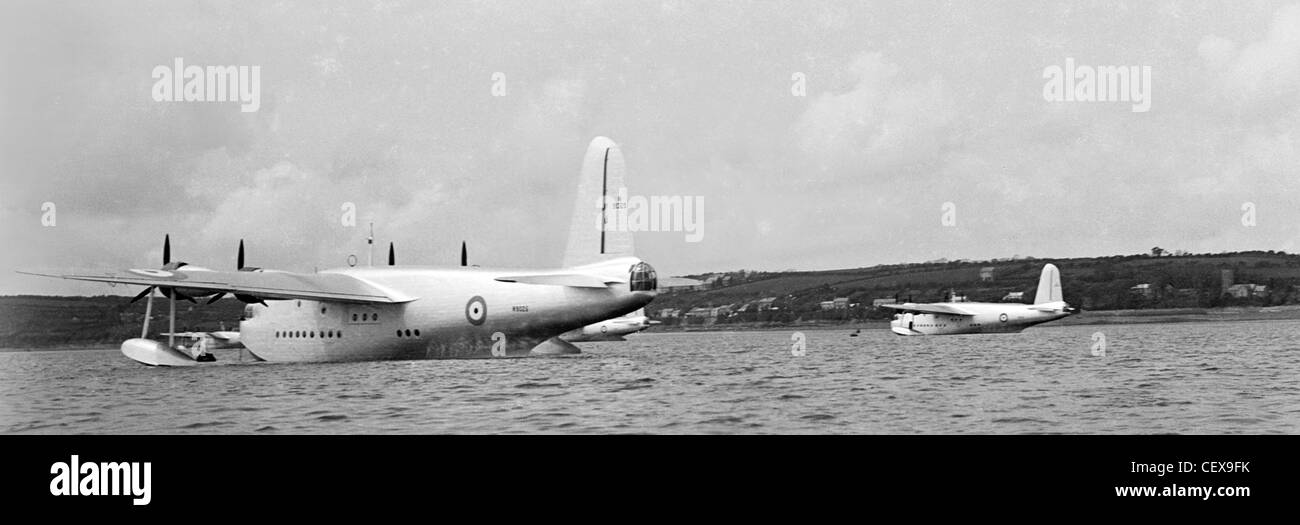 Bateau volant Short Sunderland à Pembrokeshire au début de la seconde guerre mondiale Banque D'Images