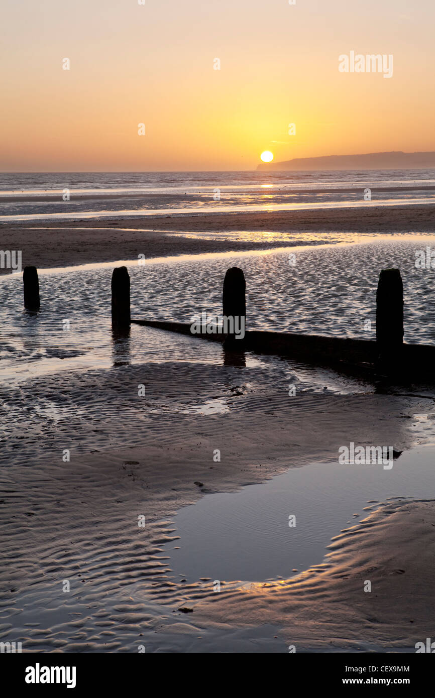 Coucher de Camber Sands East Sussex Banque D'Images