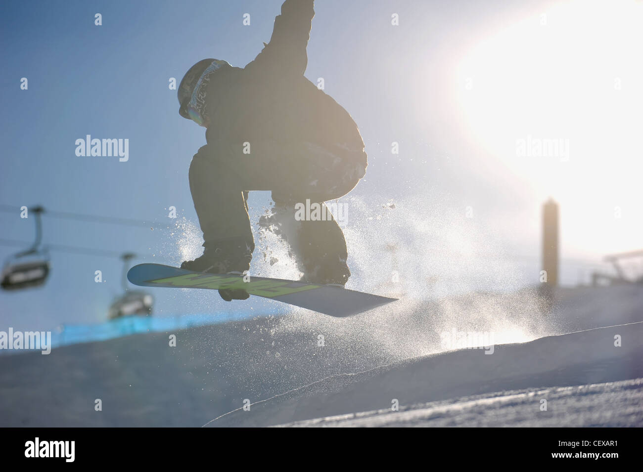 Snowboard à Livigno, Sondrio Banque D'Images