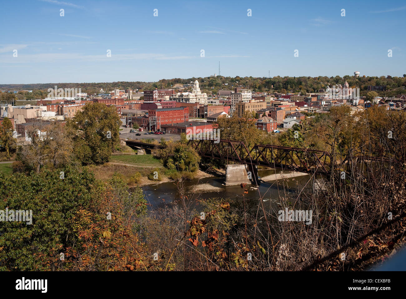 Zanesville Ohio comme vu de Putnam Hill Park Banque D'Images