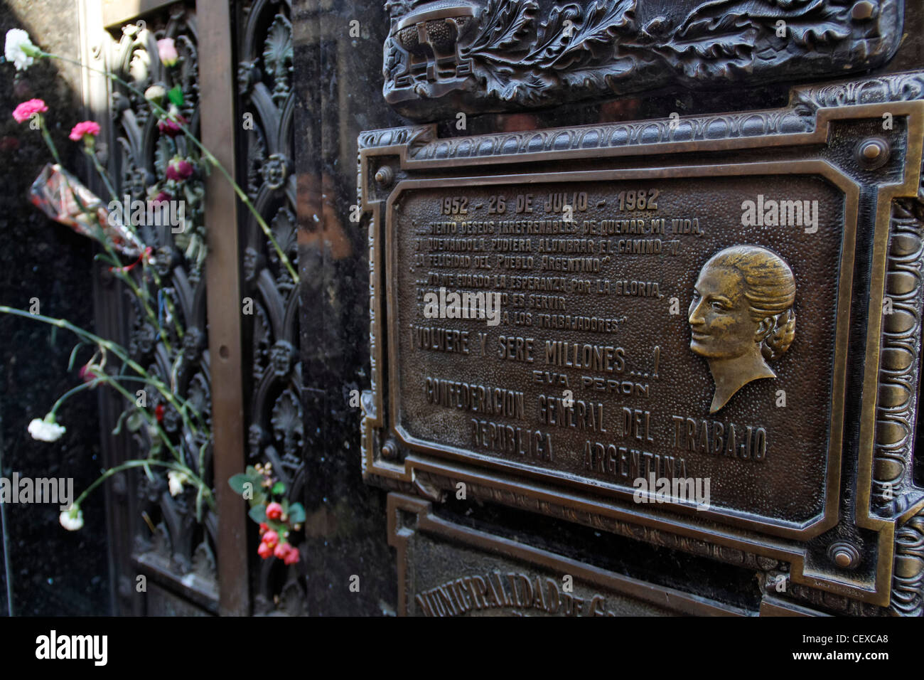 Evita Peron tombe au cimetière Monument de la Recoleta, Buenos Aires, Argentine Banque D'Images
