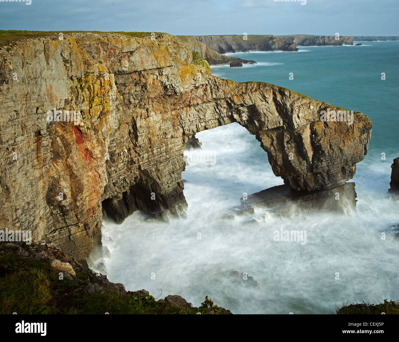 Pont vert du Pays de Galles, Castlemartin, Pembrokeshire, Pays de Galles, Royaume-Uni Banque D'Images