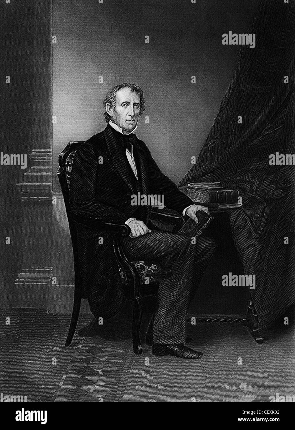 Portrait vintage de John Tyler (1790 - 1862) - le 10e président des États-Unis (1841 - 1845). Banque D'Images
