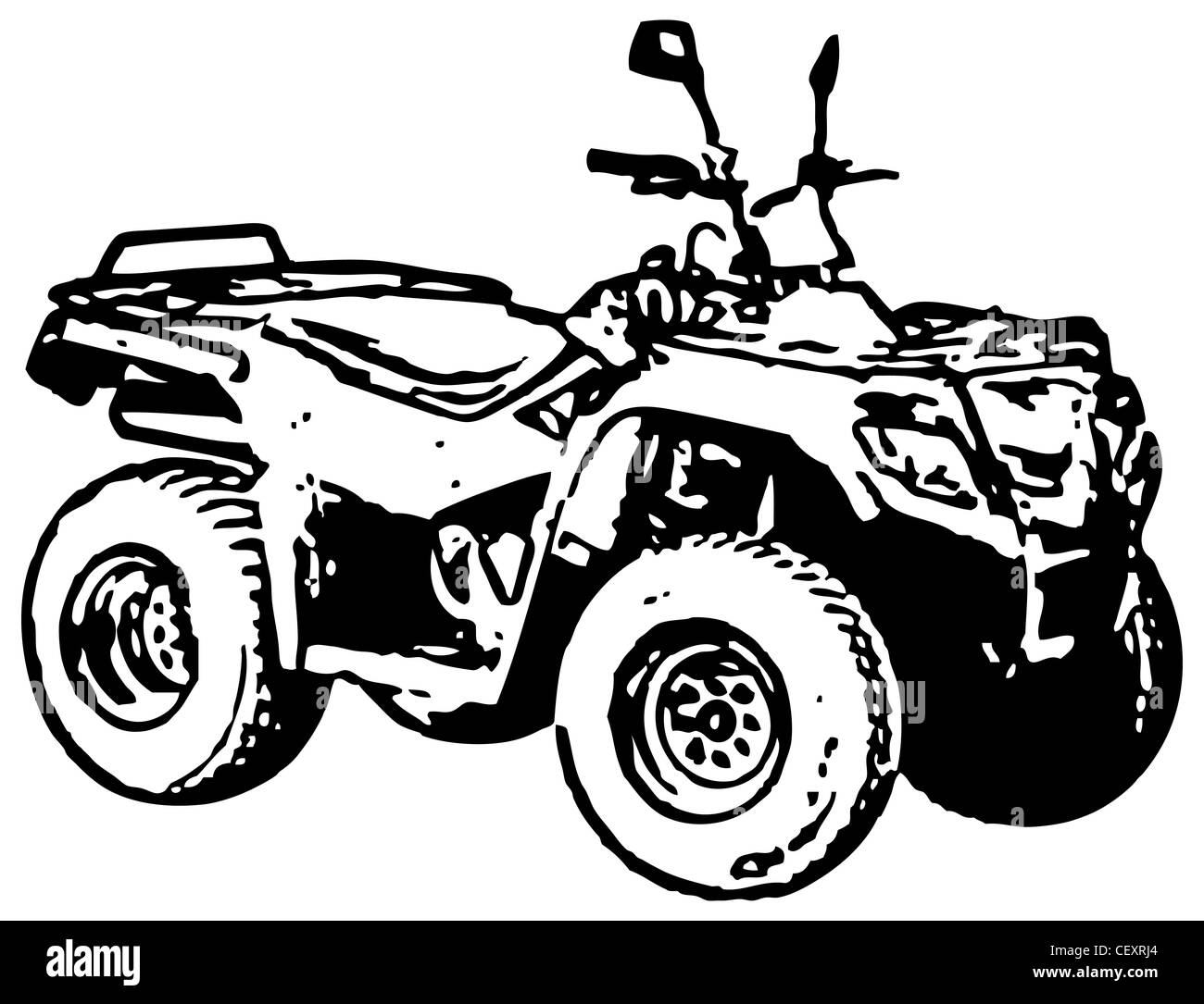 L'image monochrome rugueux - moto à quatre roues motrices Banque D'Images