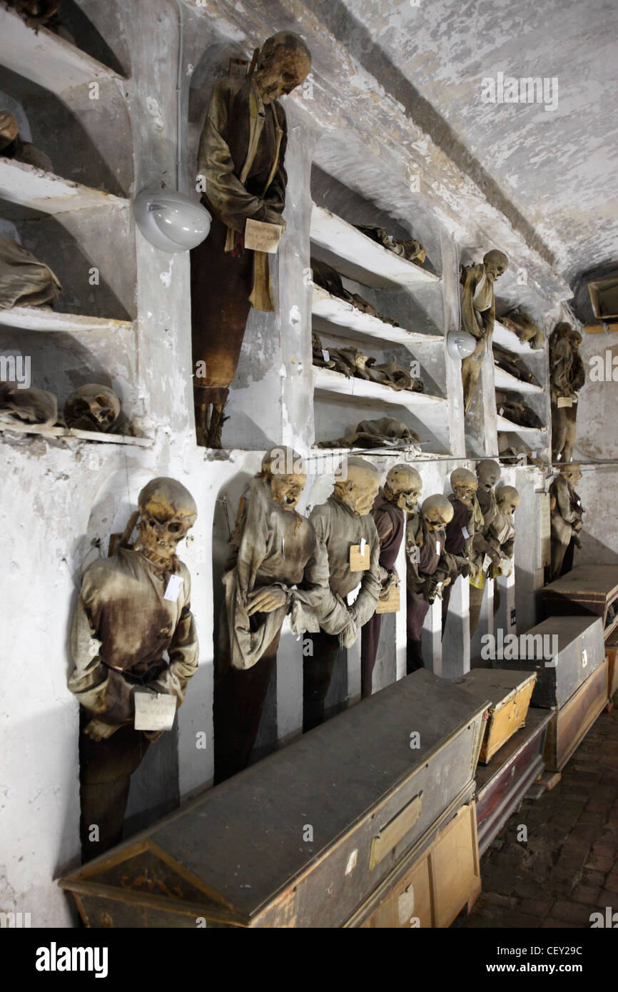 Catacombes capucines de Palerme, Sicile, Italie Banque D'Images