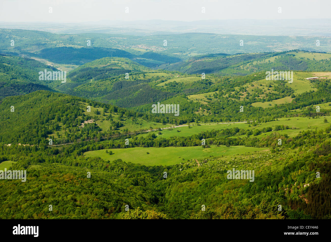 Vert printemps paysage de la montagne Stara Planina Bulgare Banque D'Images