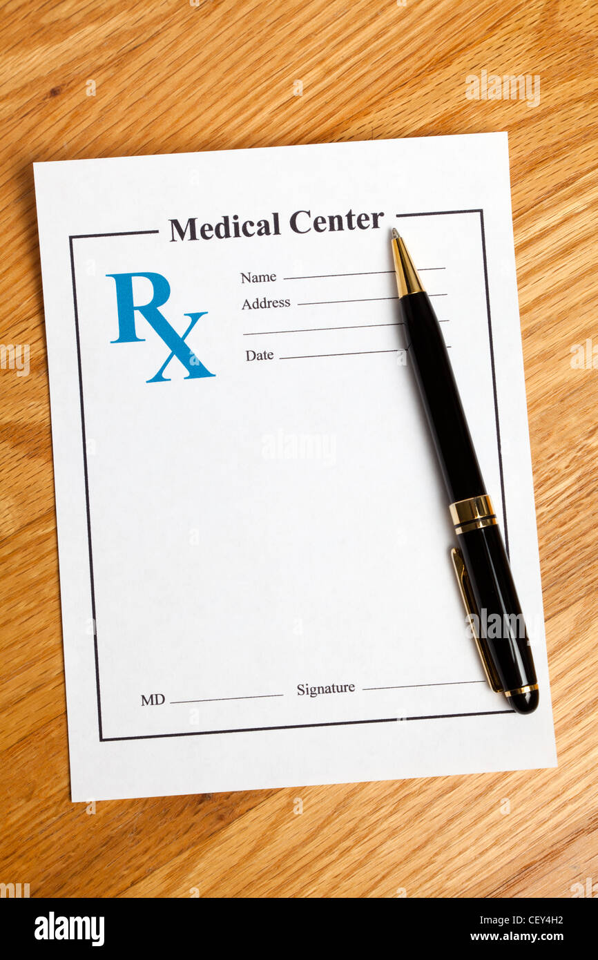 Prescription en blanc, concept pour le secteur de la santé et de la médecine Banque D'Images