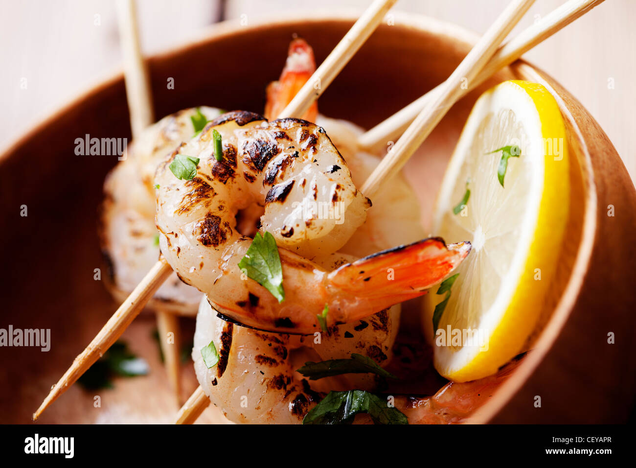 Crevettes grillées fraîches close up Banque D'Images Crevettes grillées fraîches close up Banque D'Images