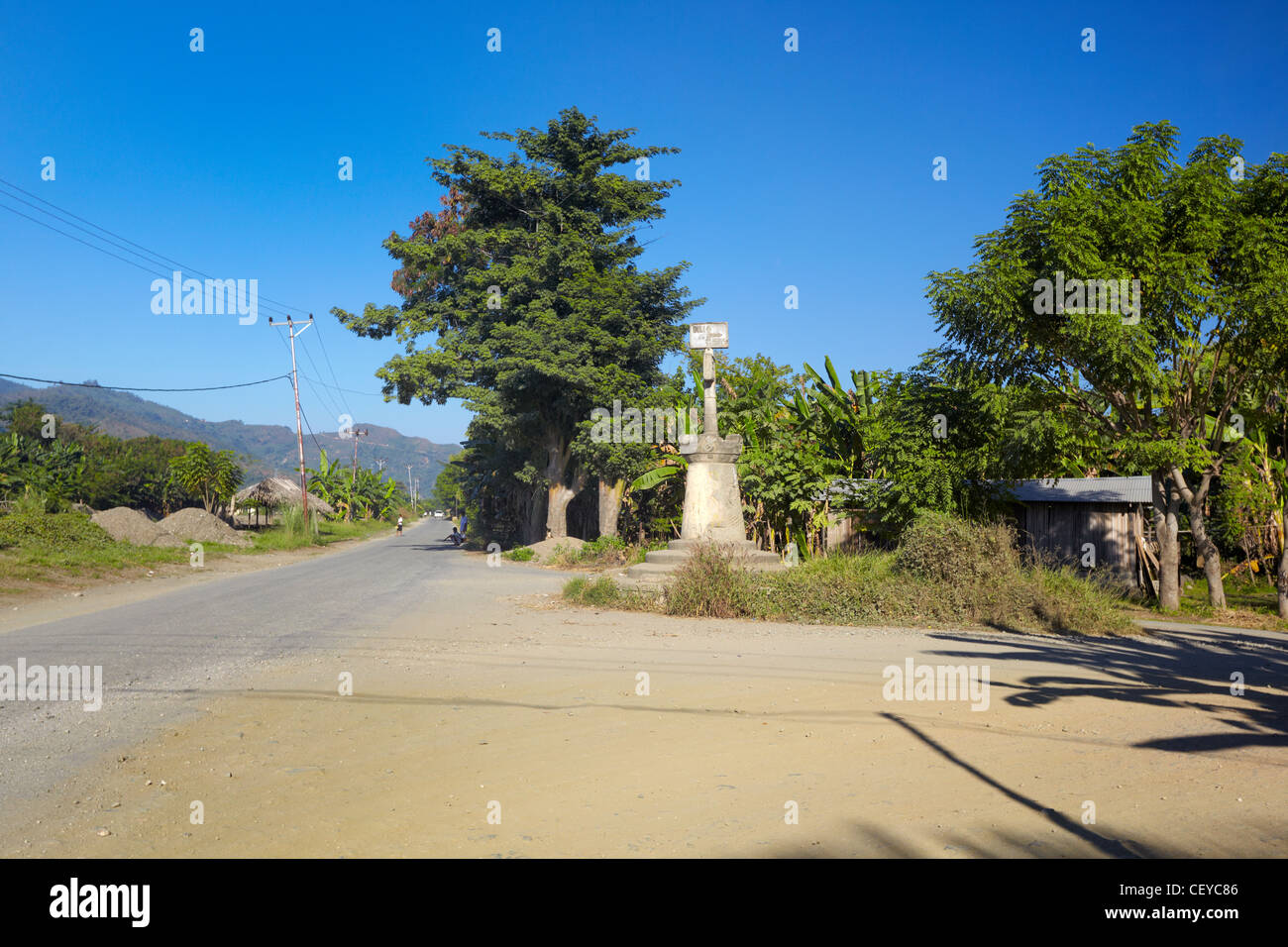 Panneau routier à Dili, Timor-Leste (Timor oriental), l'Asie Banque D'Images
