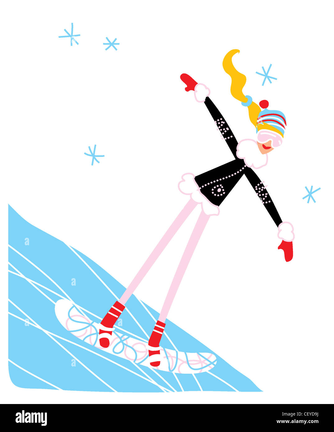 Femme horoscopesCapricorn illustré snowboard Banque D'Images