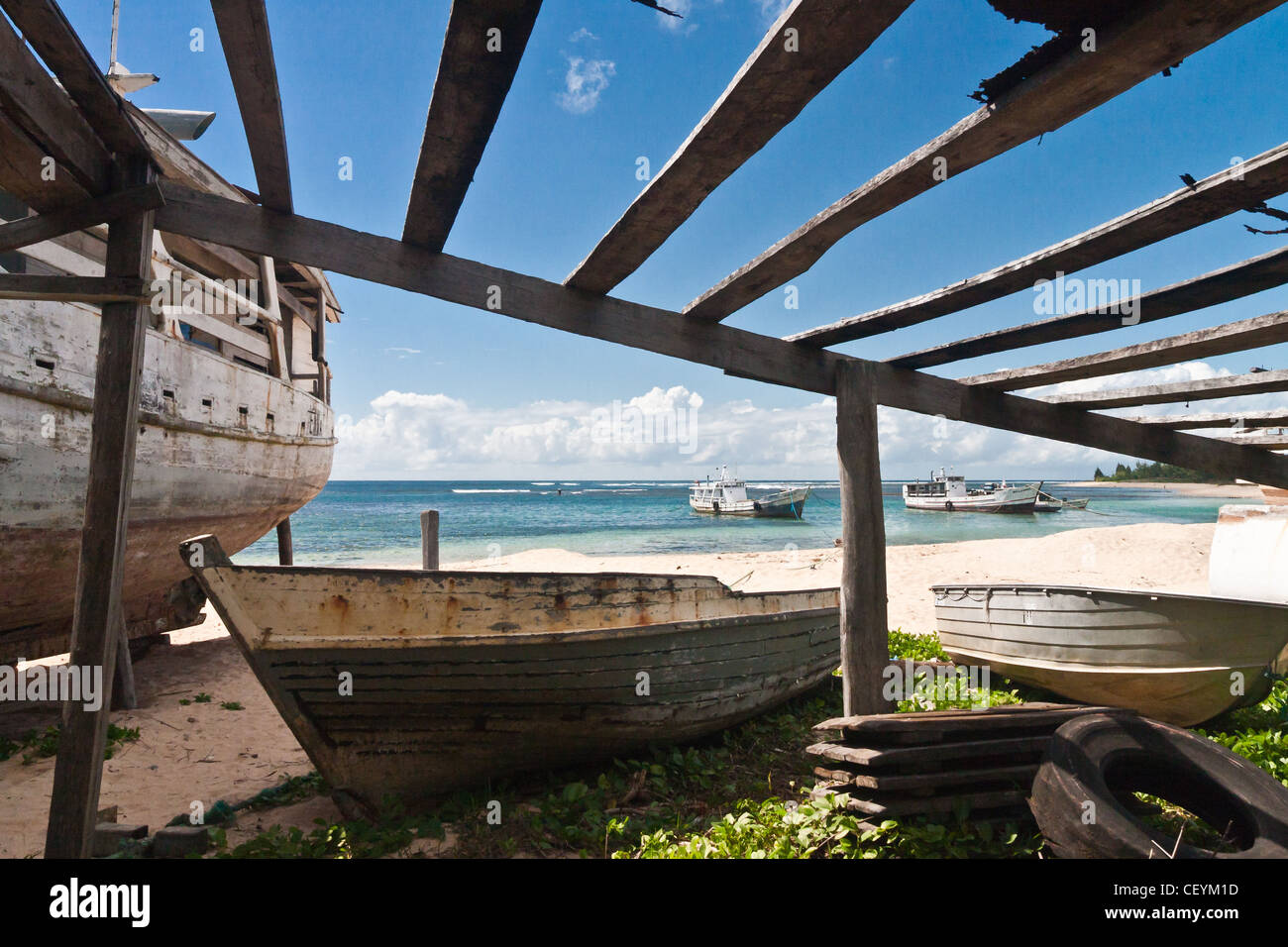 Le chantier naval d'Antalaha, est de Madagascar Banque D'Images