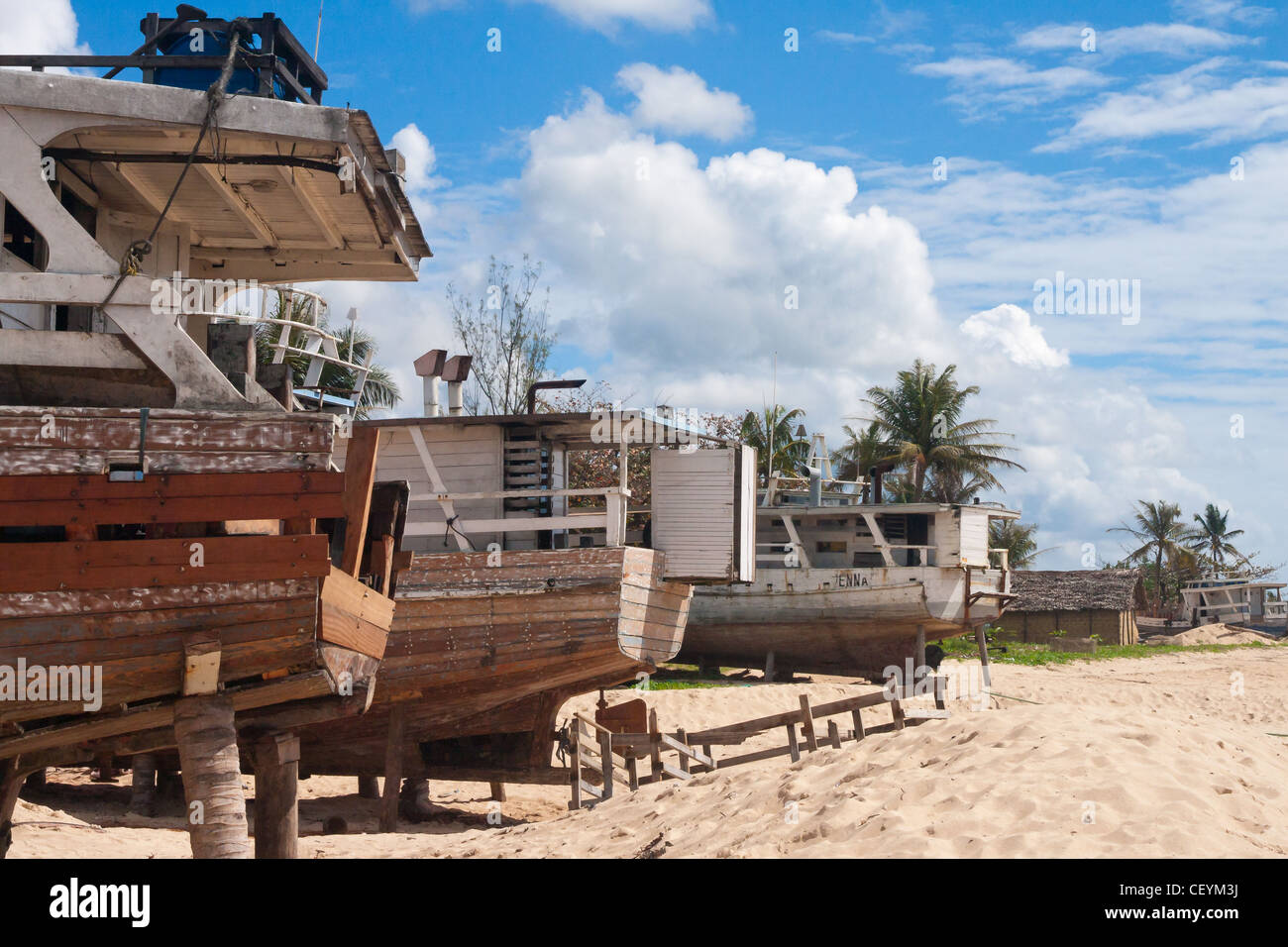 Le chantier naval d'Antalaha, est de Madagascar Banque D'Images