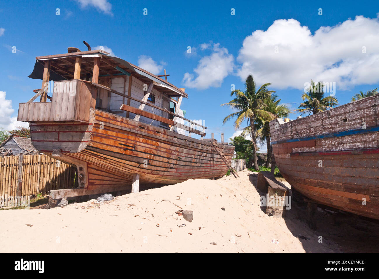 Le chantier naval d'Antalaha, est de Madagascar Banque D'Images