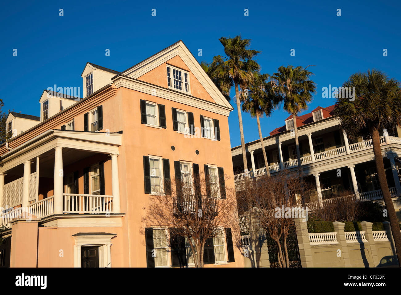 Les maisons historiques de Charleston - front de mer Banque D'Images