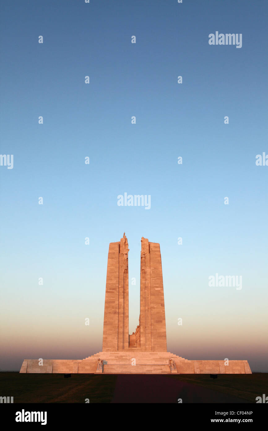 Le monument de Vimy à la crête de Vimy, lieu historique national du Canada, de la France. Banque D'Images