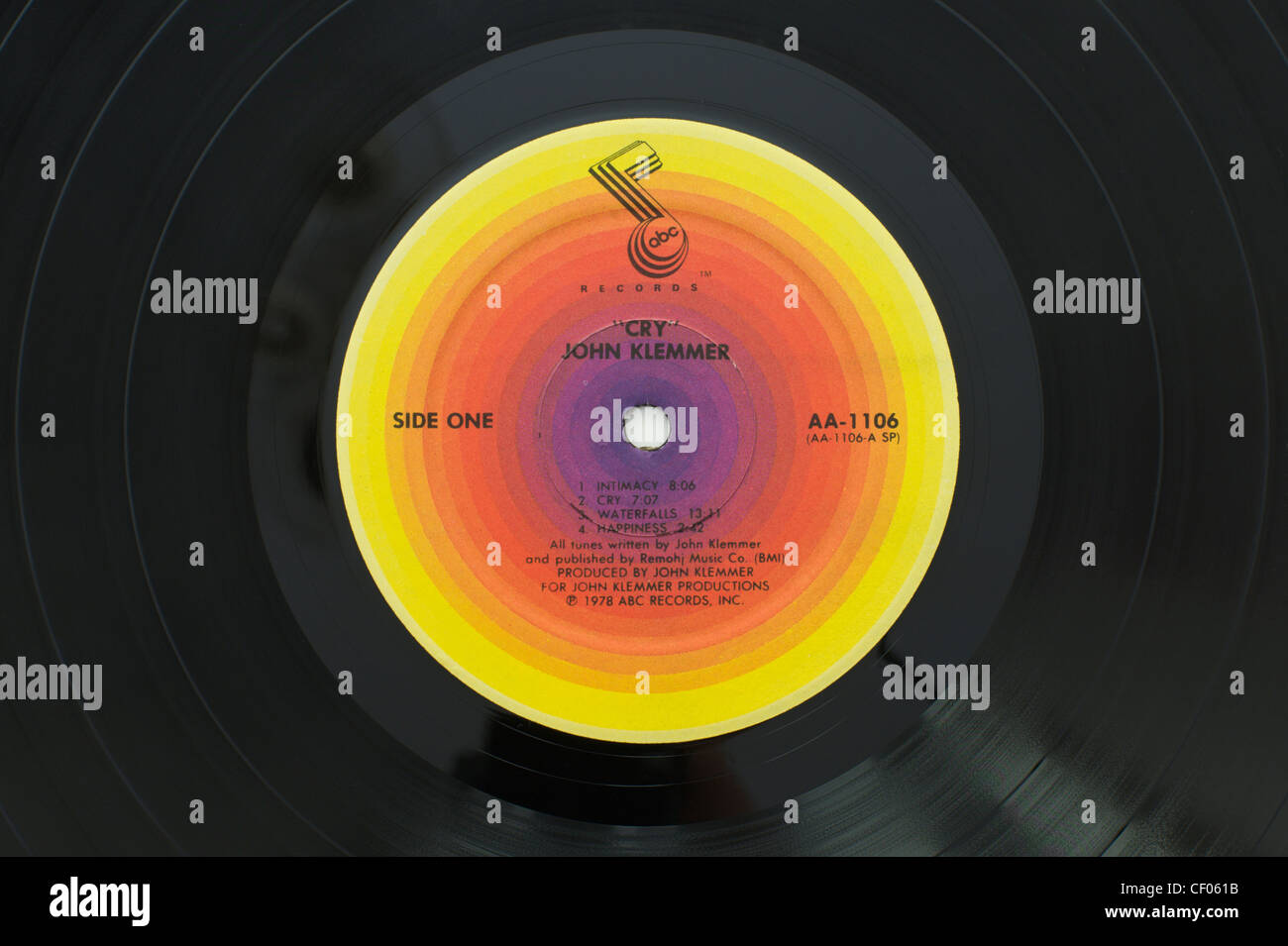Labelof vinyl record album original Cry par Grand Corps Malade publié 1978  sur ABC Records Photo Stock - Alamy
