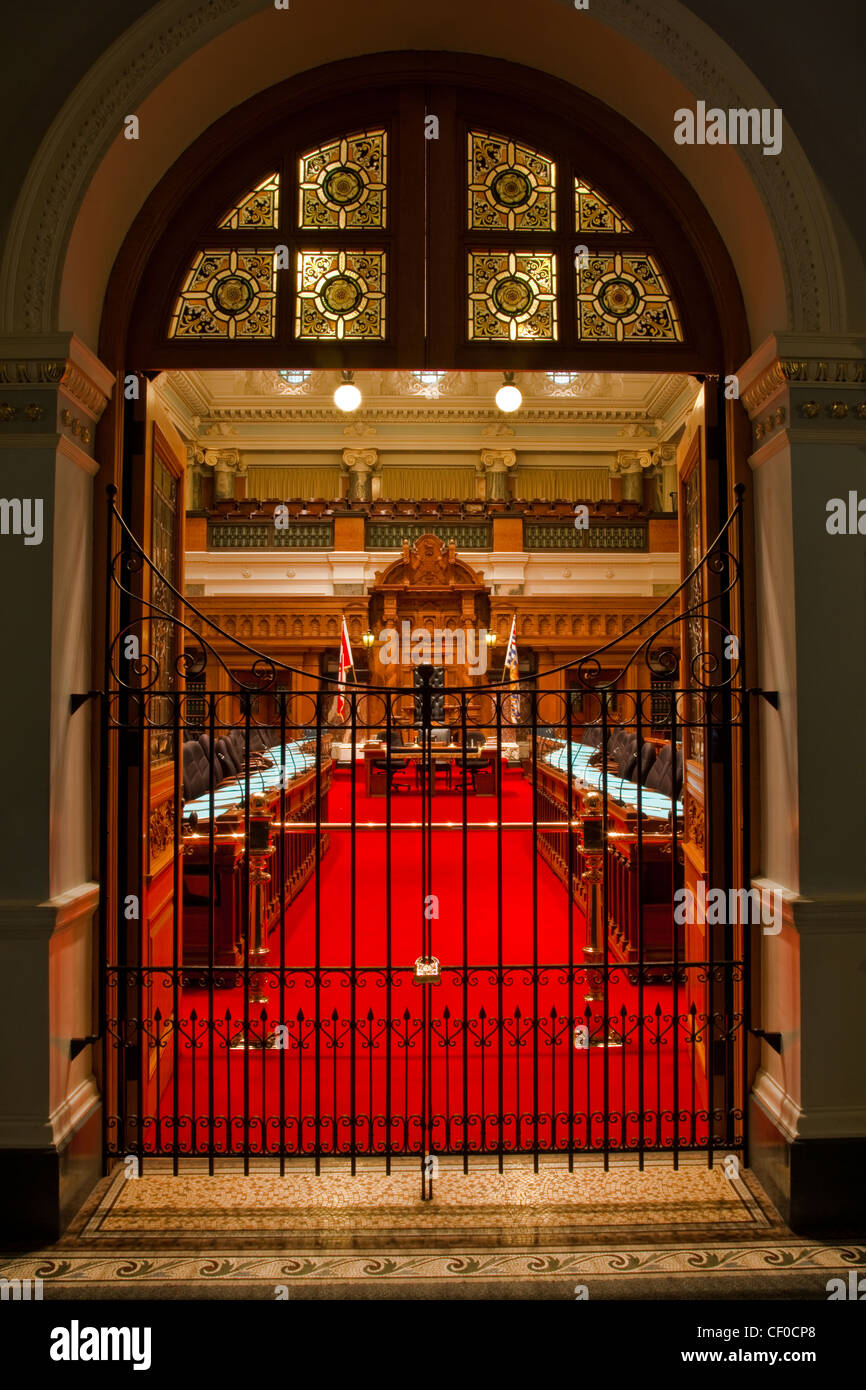 L'entrée de l'assemblée législative de la Colombie-Britannique à Victoria, Canada Banque D'Images