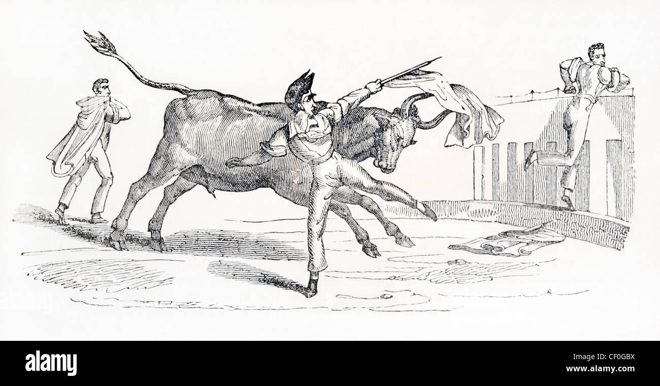Trois toreros espagnols de gravure Banque D'Images