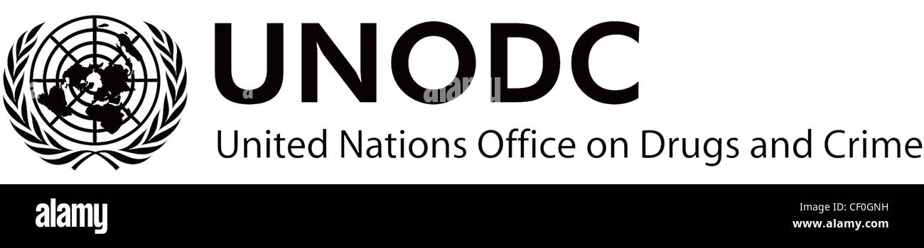 Logo de l'Office des Nations Unies contre la drogue et le Crime (UNODOC avec siège à Vienne. Banque D'Images