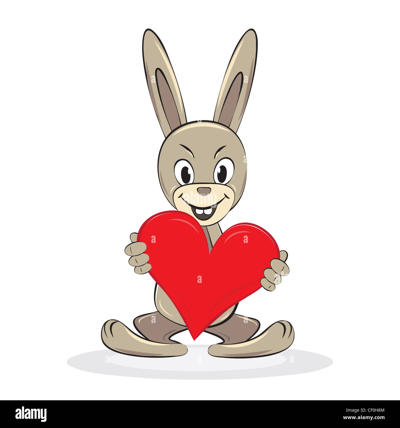 Cartoon funny rabbit détient big red Heart. Banque D'Images