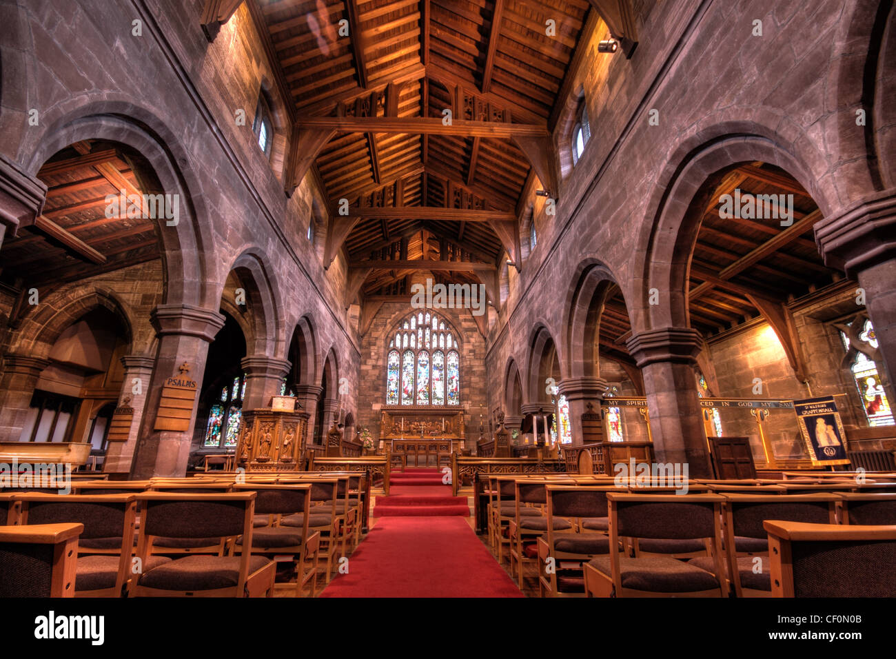 L'intérieur de l'église St Wilfrids Village Grappenhall Warrington, Cheshire, au sud, WA4, Angleterre, Royaume-Uni Banque D'Images