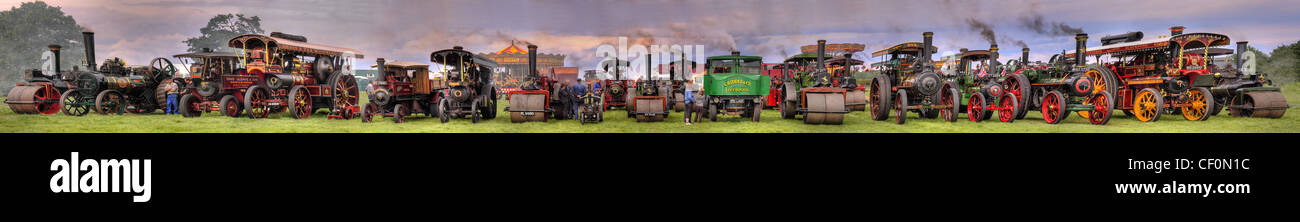 Ligne à vapeur, vapeur Cheshire Tabley juste 200921 moteurs en une longue ligne Banque D'Images