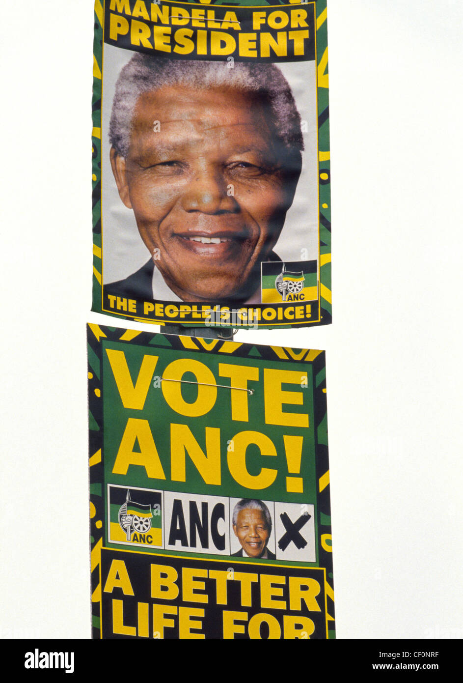 Des affiches électorales en Afrique du Sud exhorte les premières élections multiraciales en 1994 d'élire l'activiste noir Nelson Mandela, qui a gagné. Banque D'Images