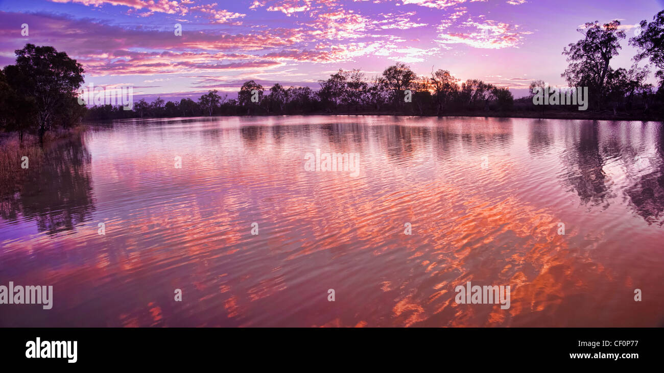 Lever du soleil sur la rivière Murray en Australie du Sud Banque D'Images