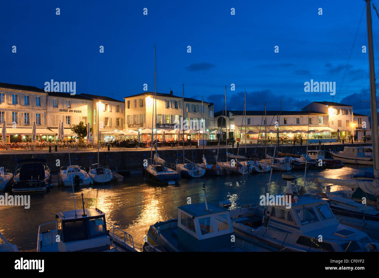 Saint Martin en re port de nuit, Ile de Re, Charentes Maritime, France Banque D'Images