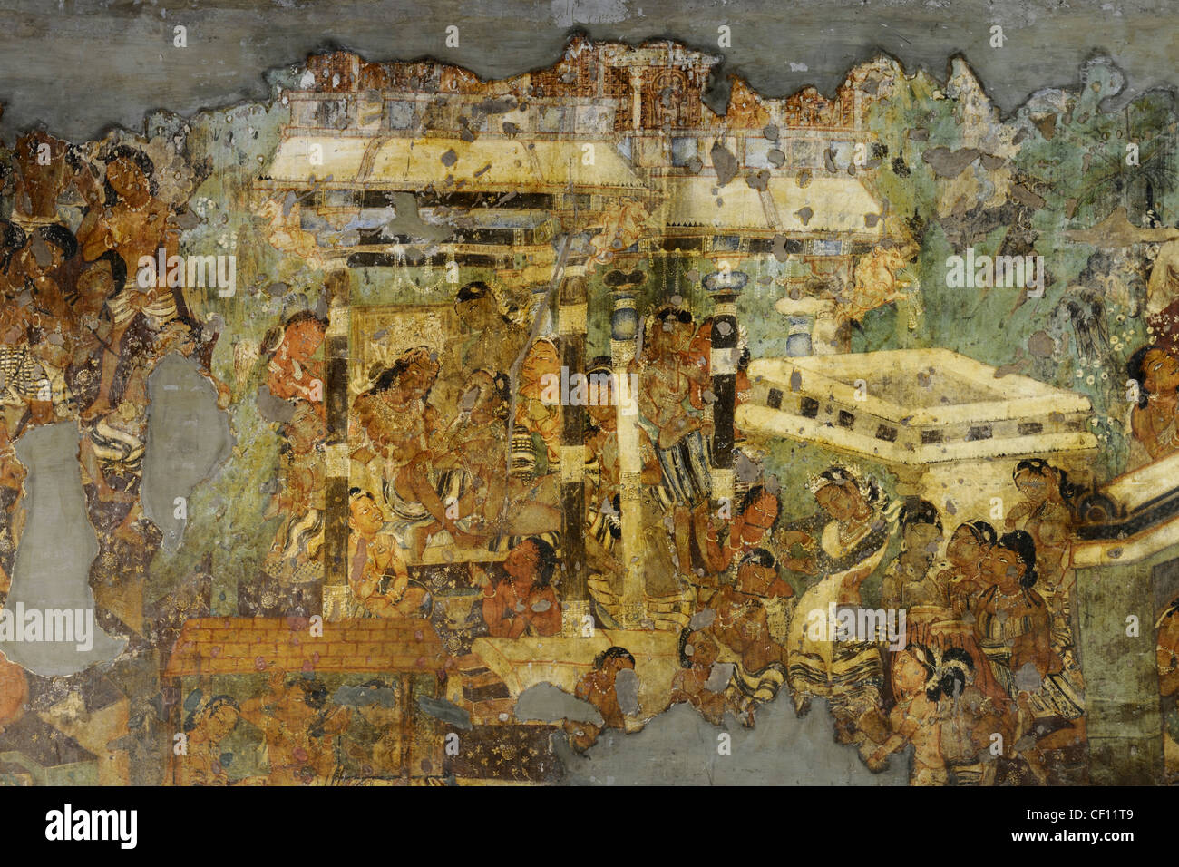 Ajanta Cave Non 1 fresques Banque D'Images