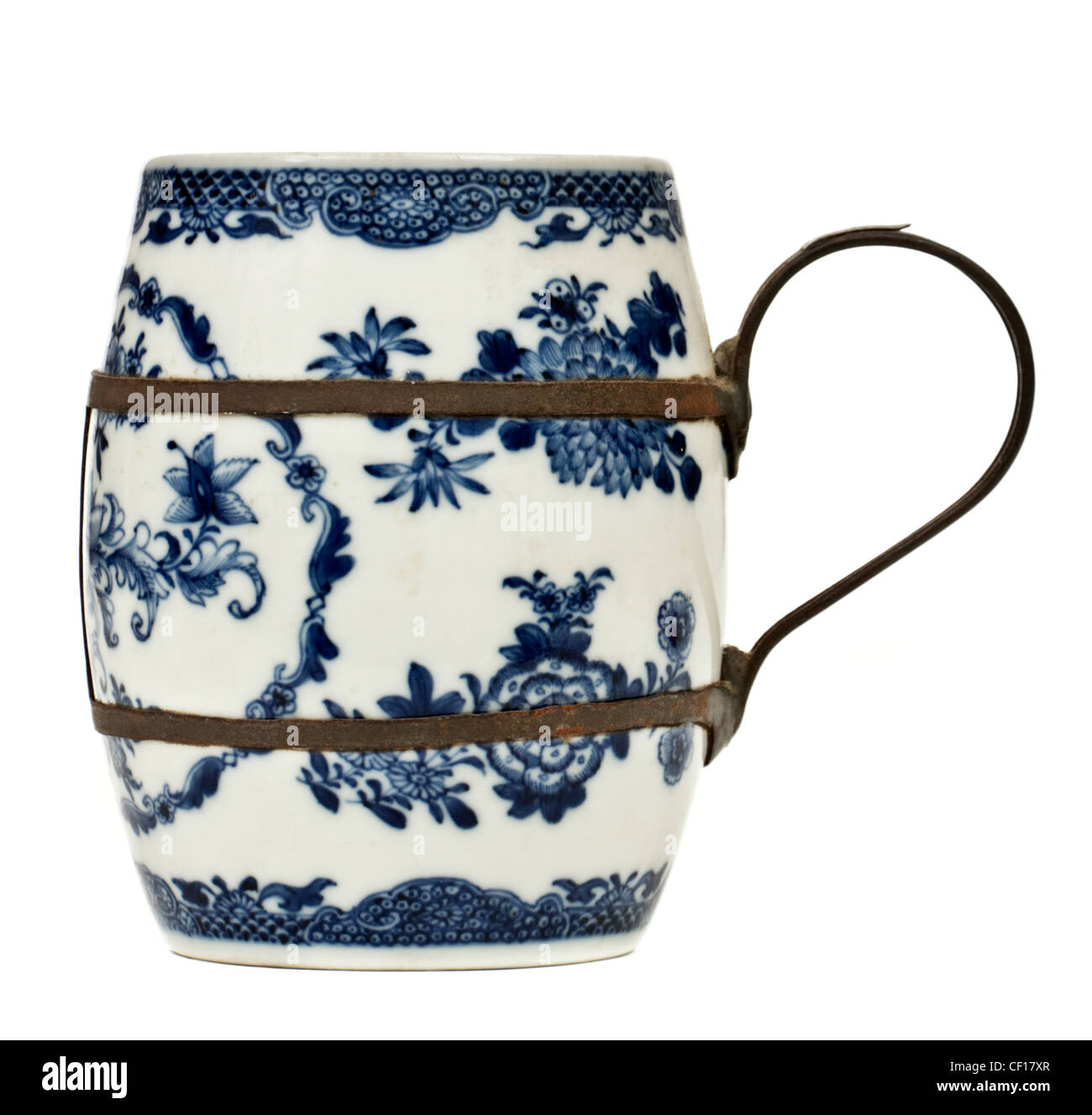 De rares meubles anciens chinois du 18ème siècle, corps en forme de tasse en céramique bleu underglazed Banque D'Images