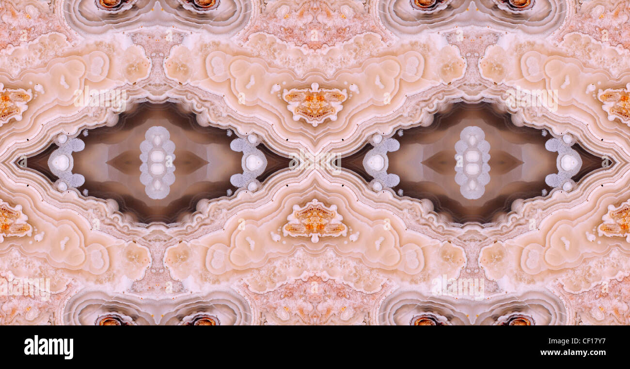 Tranche polie de Jasper (opaque, forme à grain fin de calcédoine) Image réalisée à partir de copies répétées Banque D'Images
