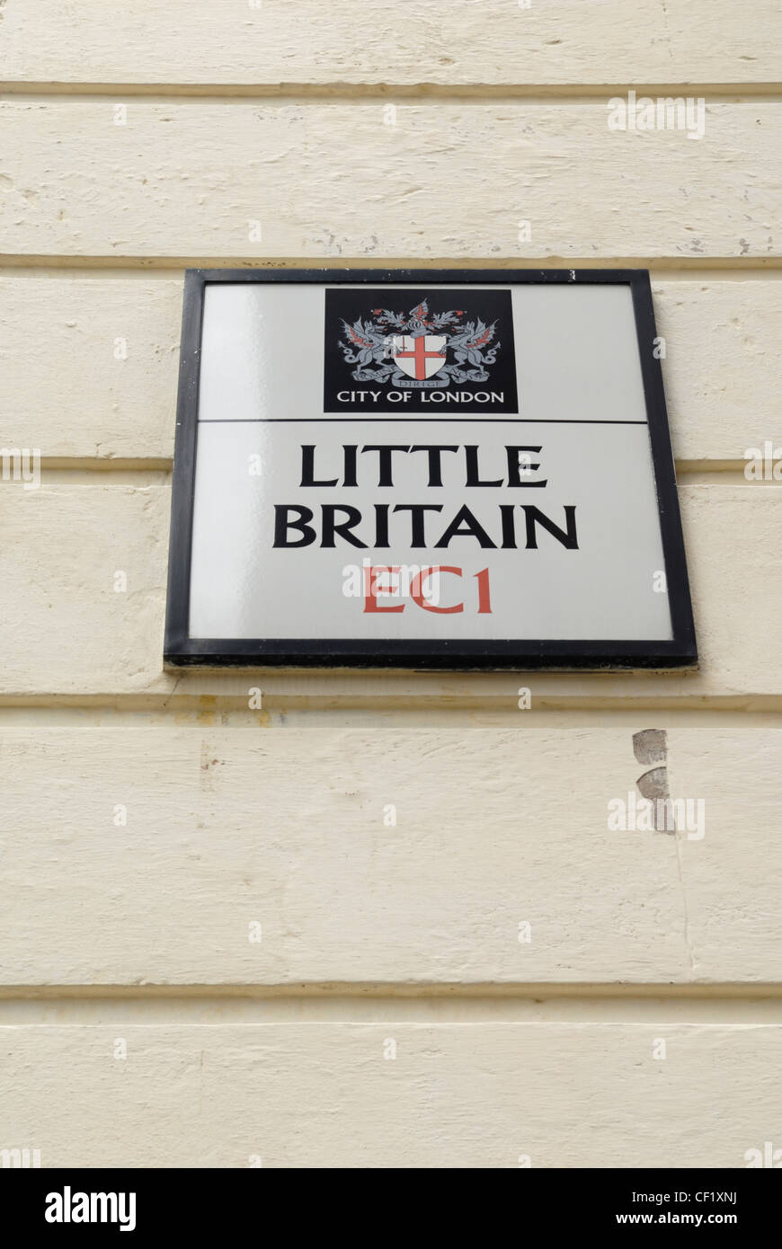 Little Britain street sign in EC1, aussi le nom d'un programme de télévision comédie populaire. Banque D'Images
