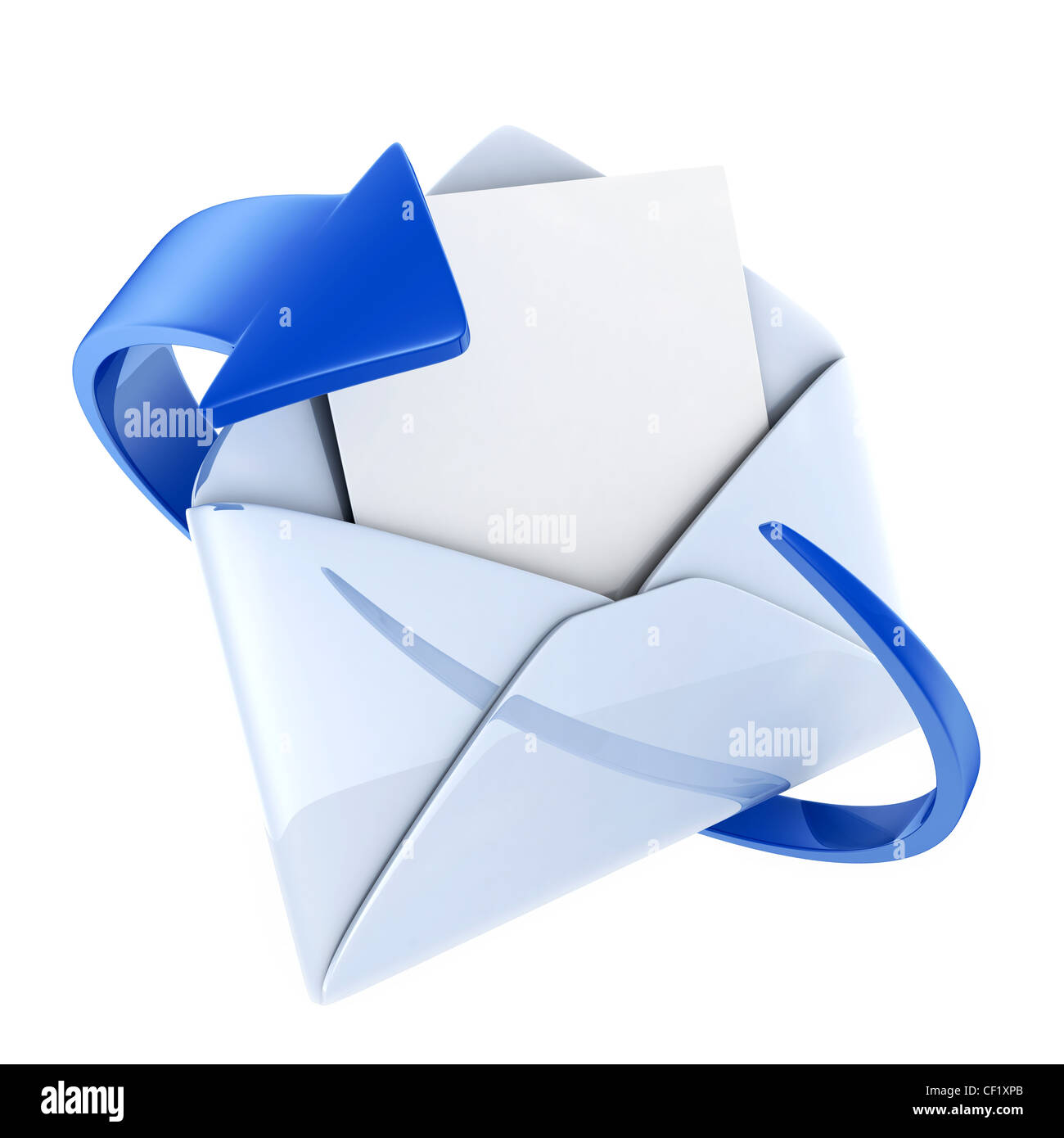 Blue E-mail sur fond isolé (fait en 3d) Banque D'Images